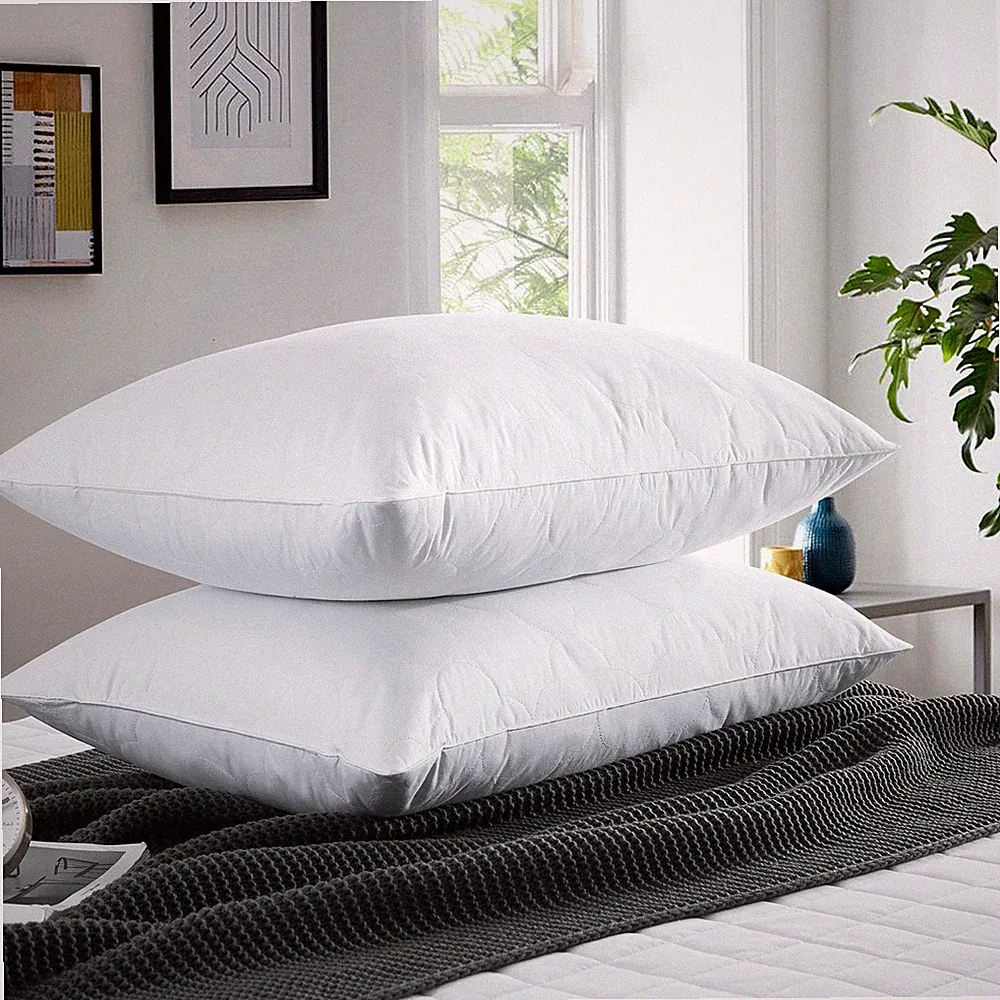 2 Pack Down Feather Blend Bed Pillows Cloud Quilted King Queen Size Pillow