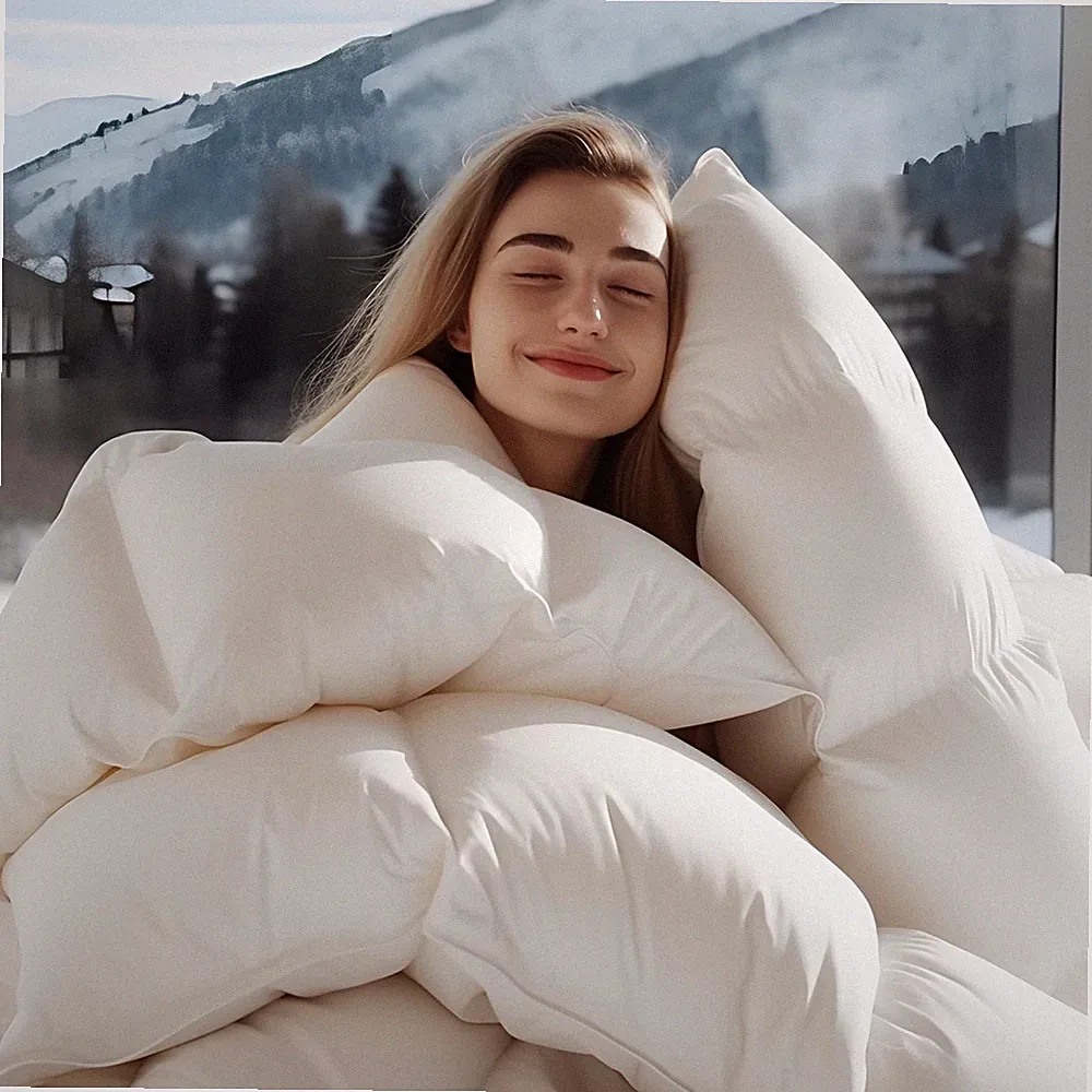 900+ Fill Power Goose Feather Down Comforter QUEEN Size - 1200TC Cotton Blend