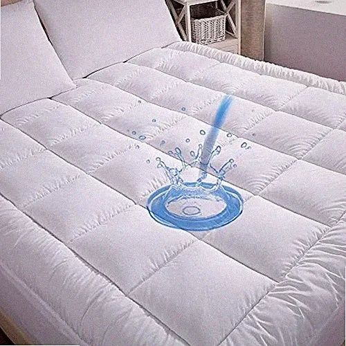 Cotton Waterproof Mattress Pad Size Top Down Queen White-waterproof