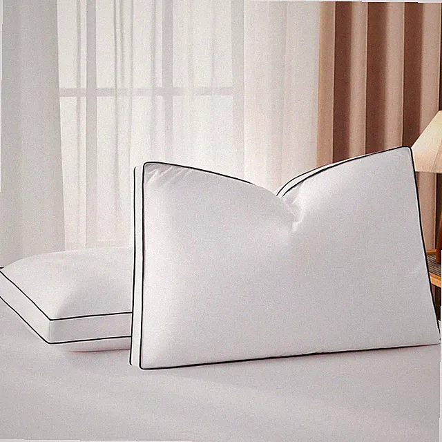 DOWNSTORIA Goose Feather Down Standard Bed Pillows 2 Pack, Luxury Hotel Collecti