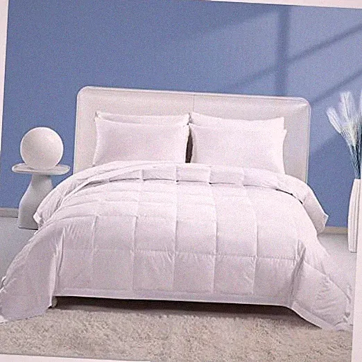 Feather Down Fibers Blanket Size, Extra Lightweight Summer Full/Queen White