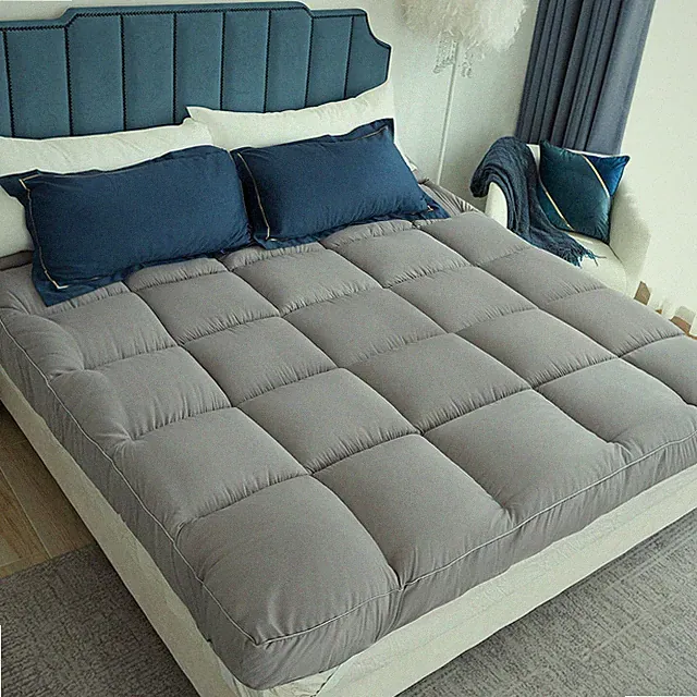 Gray Cooling Mattress Topper Extra Thick Plush Pillow Top Down Alternative Fill