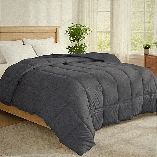 King Size Goose Feather Fiber and Down Comforter Fluffy Duvet Insert All Seas...