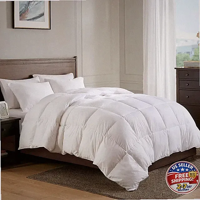 Lightweight Down Feather Fibers Comforter Twin Size - Cooling Bed Comforter, Hot