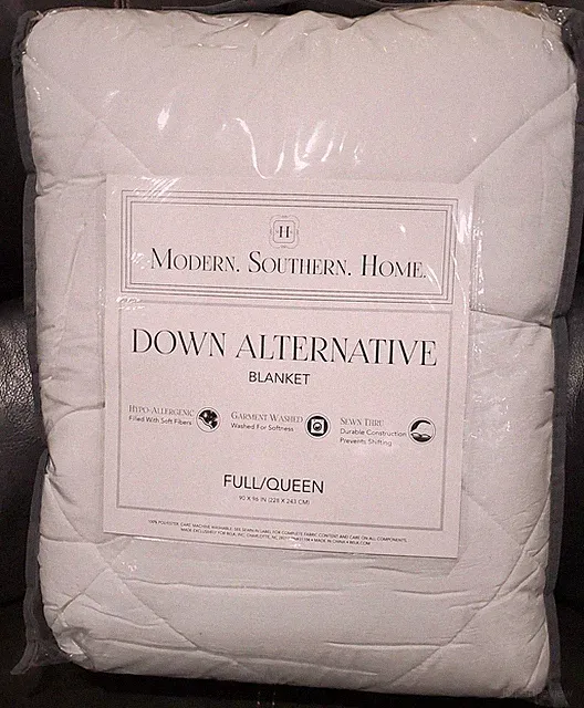 Modern. Southern. Home. Down Alternative Blanket, Garment Washed White, Full/Que