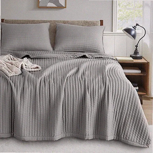 Quilt Mini Set-Stone Washed-Super Soft Bedspread-Light Weight-White Down Alte...