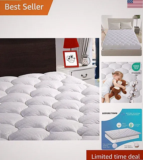 Ultra-Comfort Queen Mattress Topper, Breathable & Washable - Upgrade Your Sleep