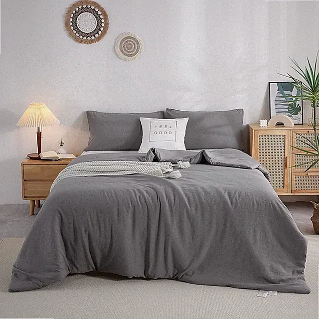 Ultra-Soft King Size Down Comforter Set - Dark Gray, All Seasons, Lightweight